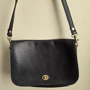 Hunt Club Black Leather Purse Convertible Clutch Shoulder Bag Crossbody Vintage